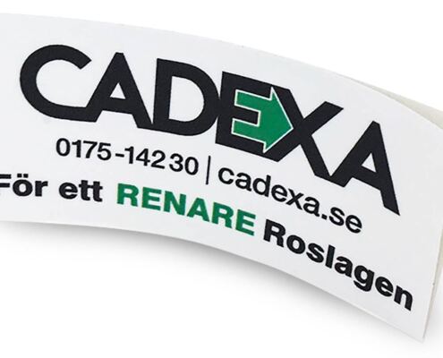Rektangulära dekaler med företagslogotyp Rektangulära dekaler till Cadexa