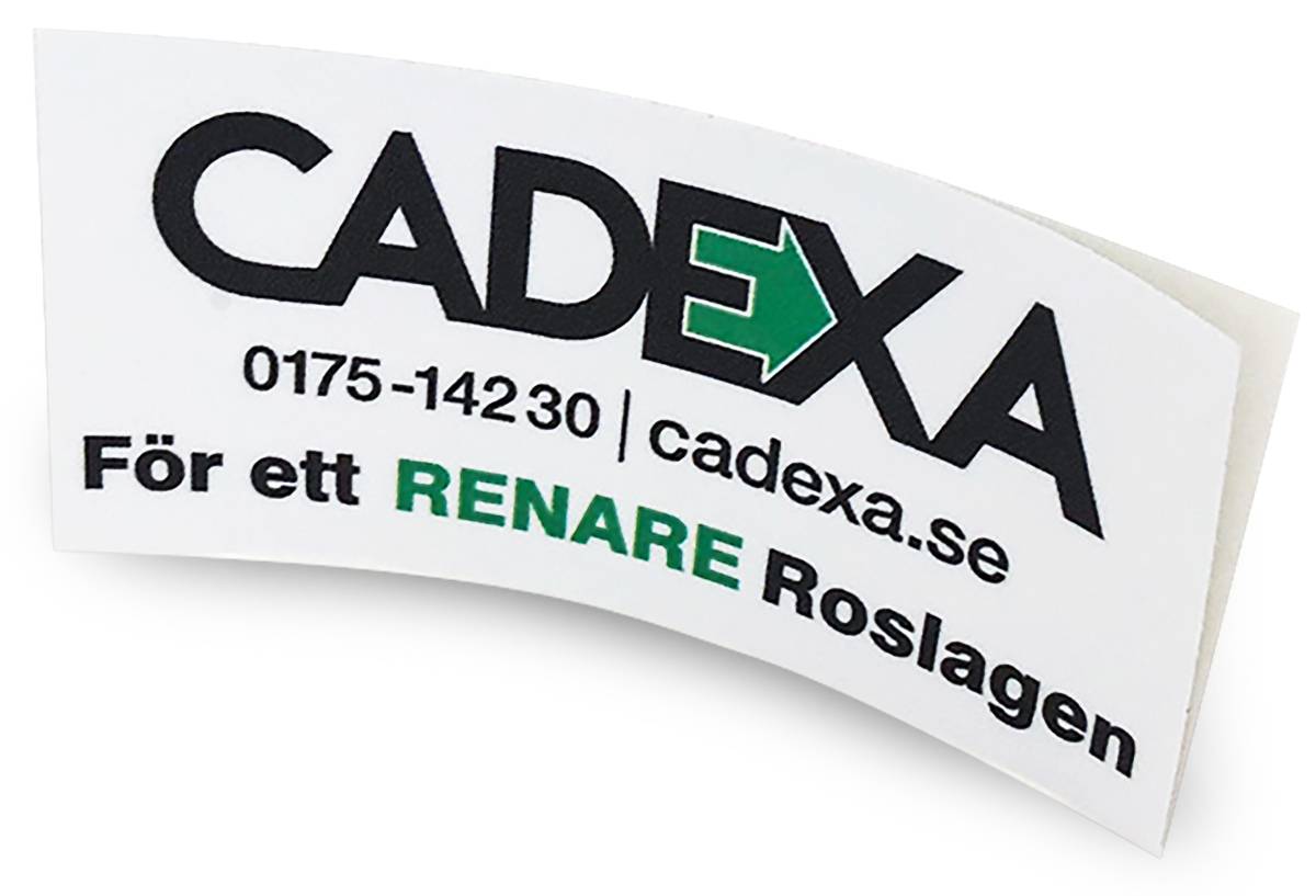 Rektangulära dekaler med företagslogotyp Rektangulära dekaler till Cadexa