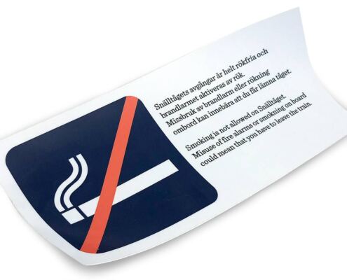 Dekal för uppmärkning till Snälltåget Dekal för uppmärkning om rökförbud till Snälltåget