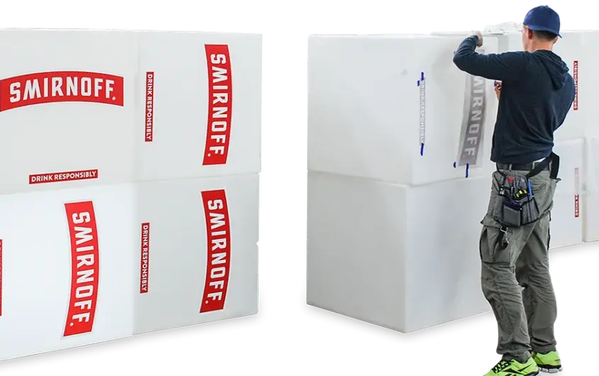 Foliering av ljuslådor till Smirnoff Foliering av ljuslådor till Smirnoff