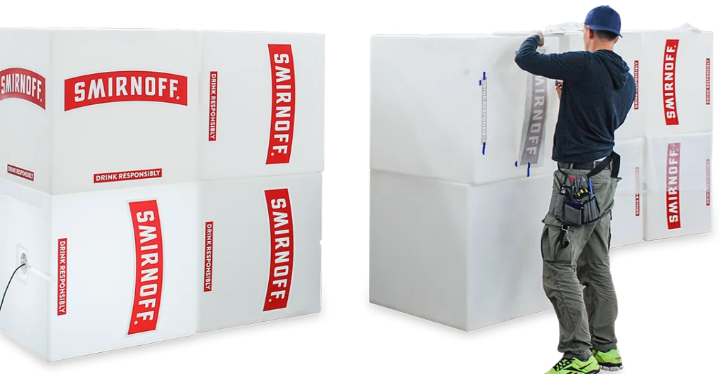 Foliering av ljuslådor till Smirnoff Foliering av ljuslådor till Smirnoff